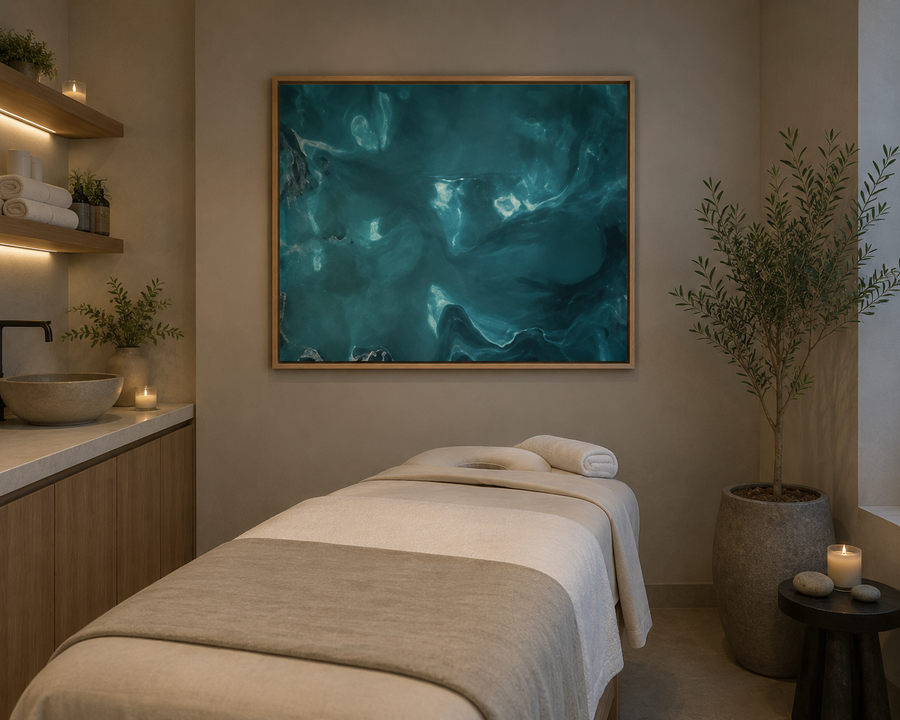 "Aqua Drift" Framed Print