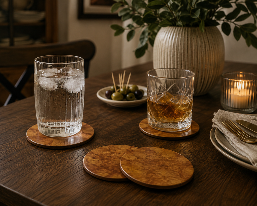 Gold and Copper Hand Painted Ceramic Coasters