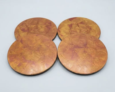 Gold and Copper Hand Painted Ceramic Coasters
