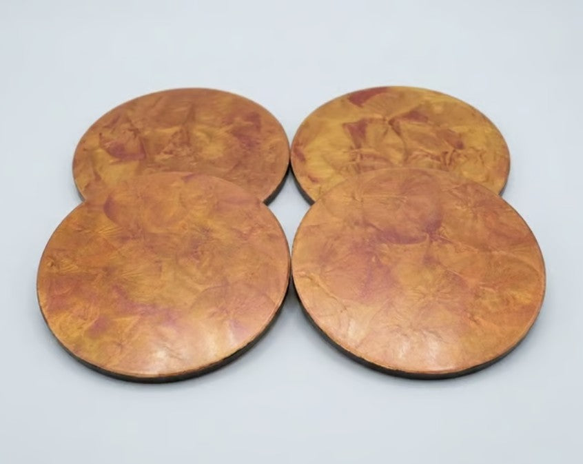 Gold and Copper Hand Painted Ceramic Coasters