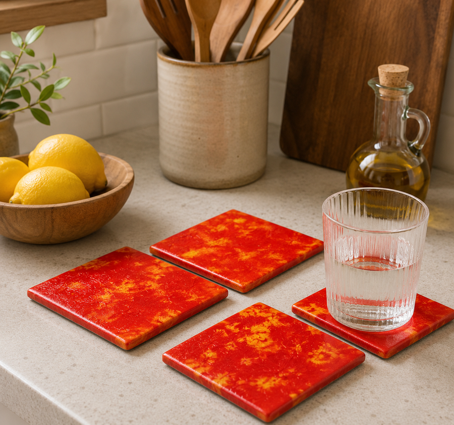 Hand Painted Orange and Yellow Vibrant - Modern Home Decor