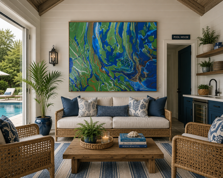 "Verdant Currents" Framed Print